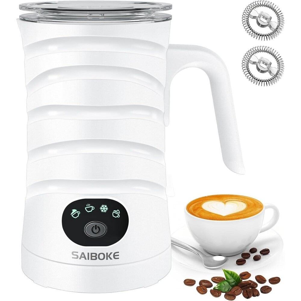 Milk Frother, SAIBOKE 4-in-1 Electric Milk Steamer,Automatic Hot & Cold Foam New